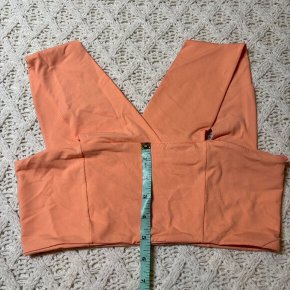 L*Space Parker Top Tangy Orange Deep V Swim Top Women’s Size L NWT - Picture 4 of 7
